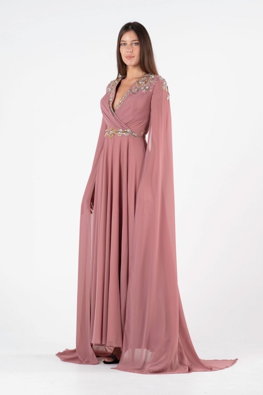 V-Neck A-Line Evening Dress - Image 11