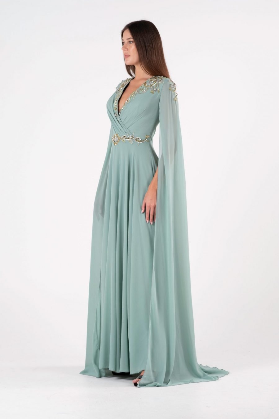 V-Neck A-Line Evening Dress - Image 14