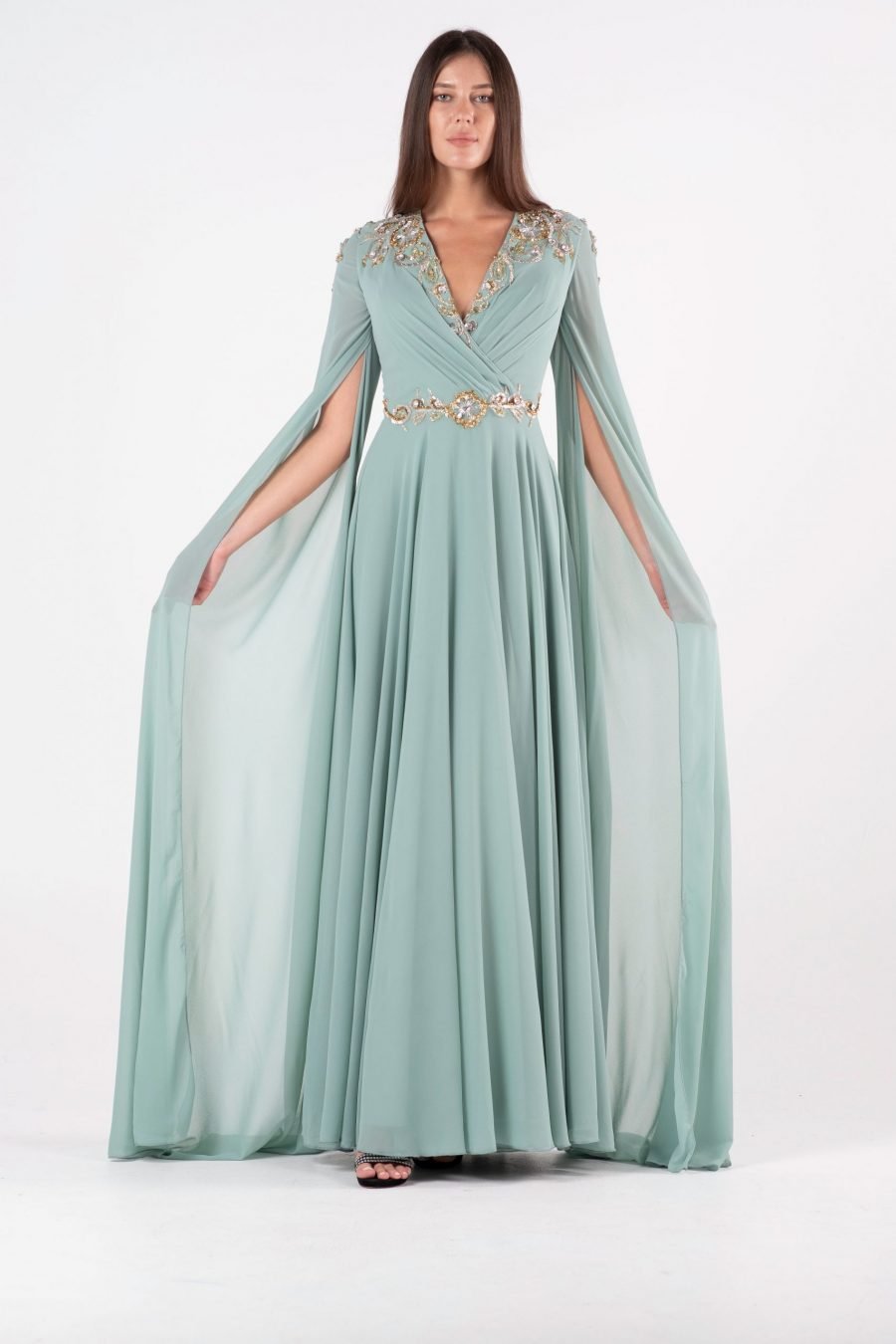 V-Neck A-Line Evening Dress - Image 13
