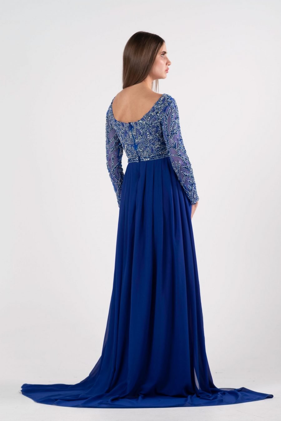 Boat neck Column Evening Dress - Image 4