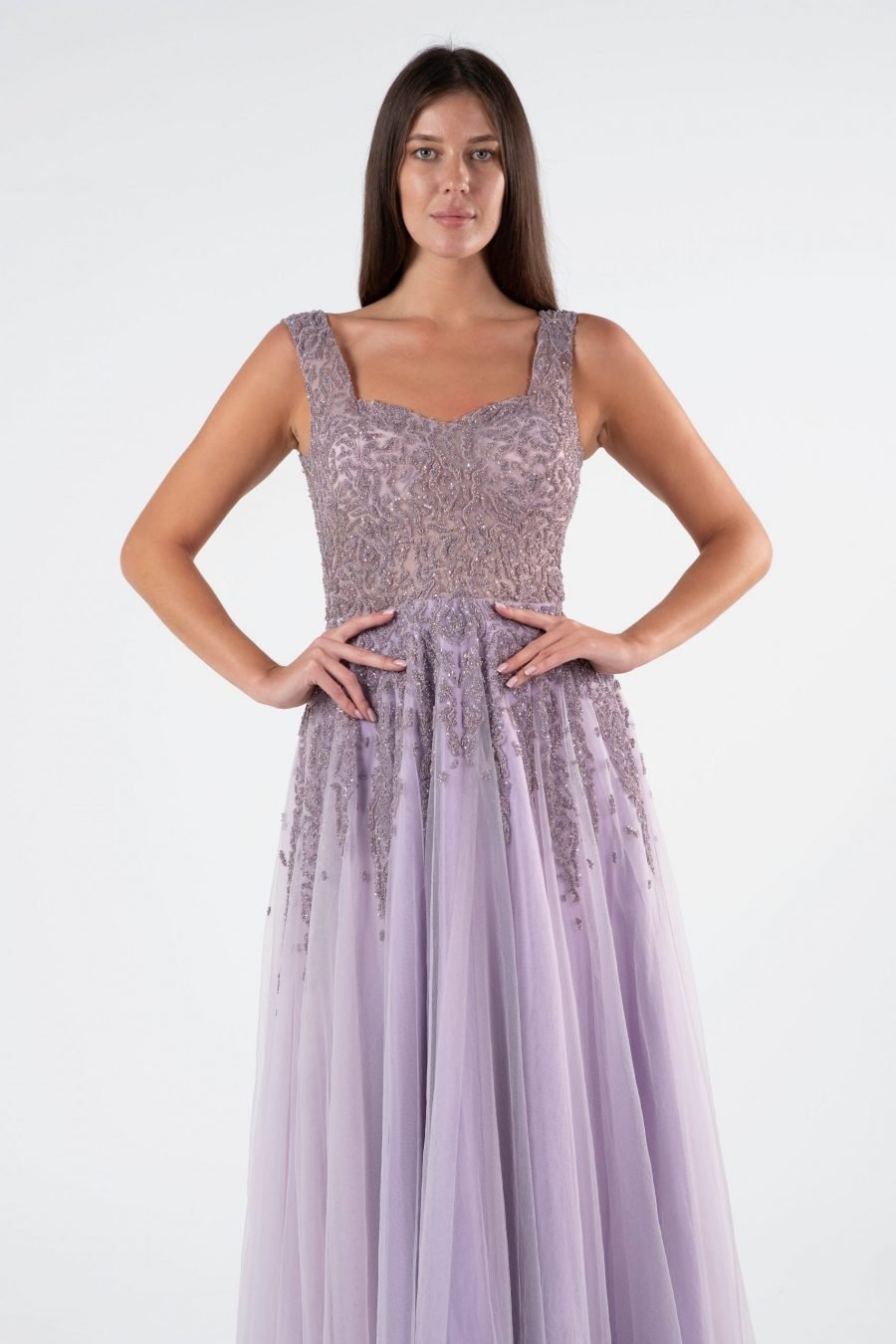 Square A-Line Evening Dress