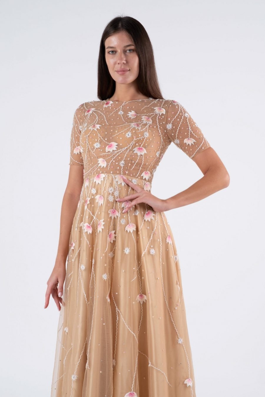 Jewel A-line Evening Dress