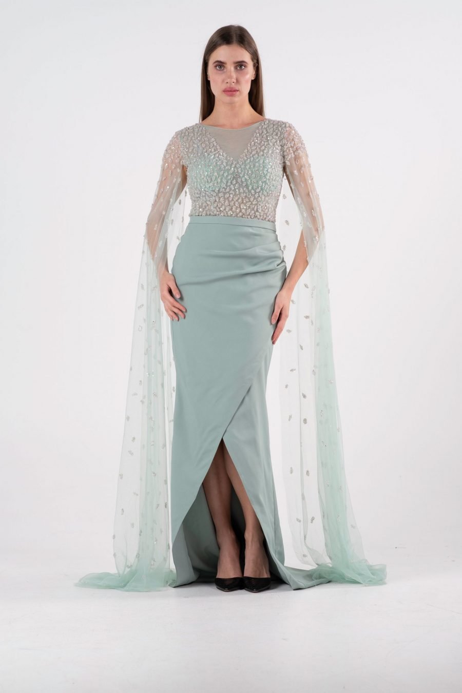 Boat Neck Below Knee Evening Dress - Image 5