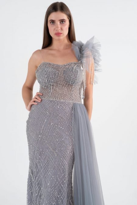Asymmetric Column Evening dress