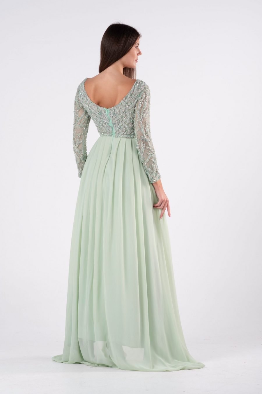 Boat neck Column Evening Dress - Image 12