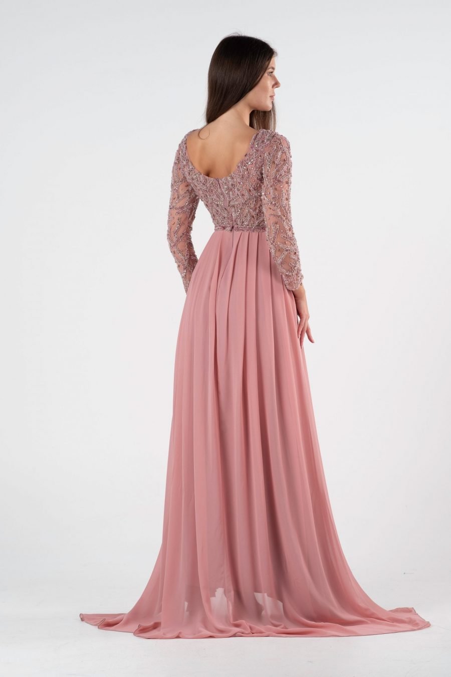 Boat neck Column Evening Dress - Image 8