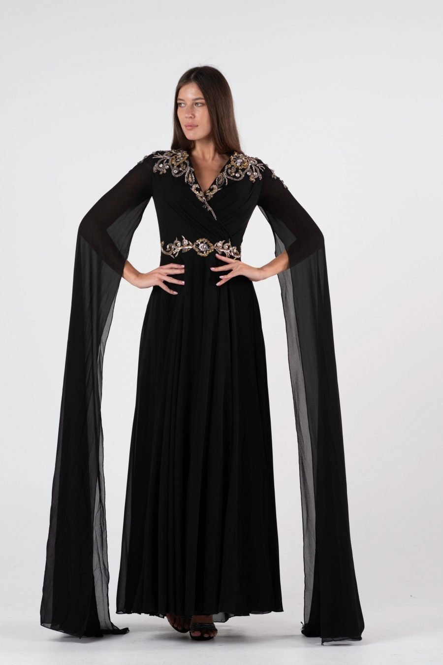 V-Neck A-Line Evening Dress - Image 5
