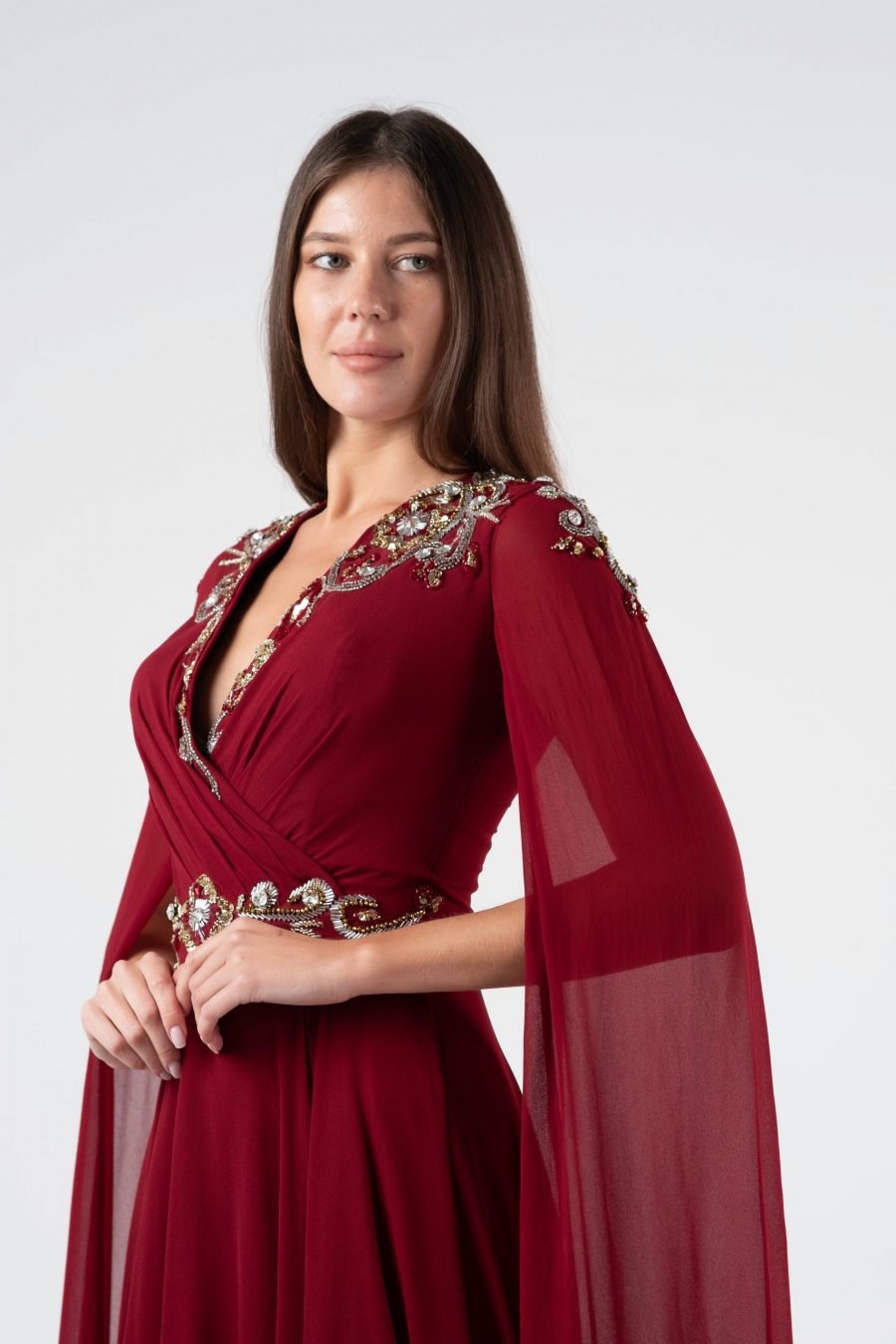V-Neck A-Line Evening Dress - Image 3
