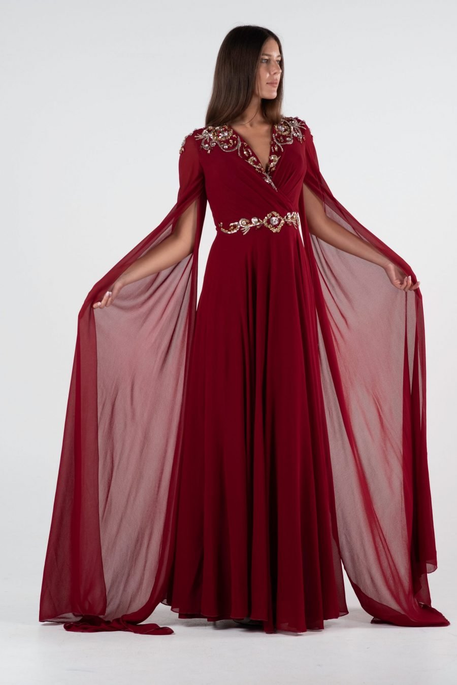 V-Neck A-Line Evening Dress - Image 2