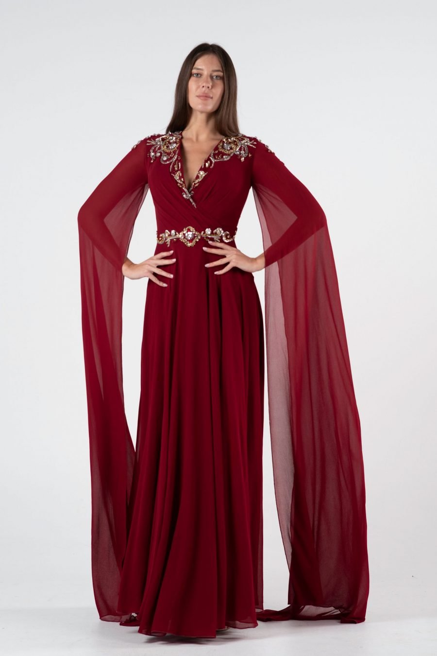 V-Neck A-Line Evening Dress