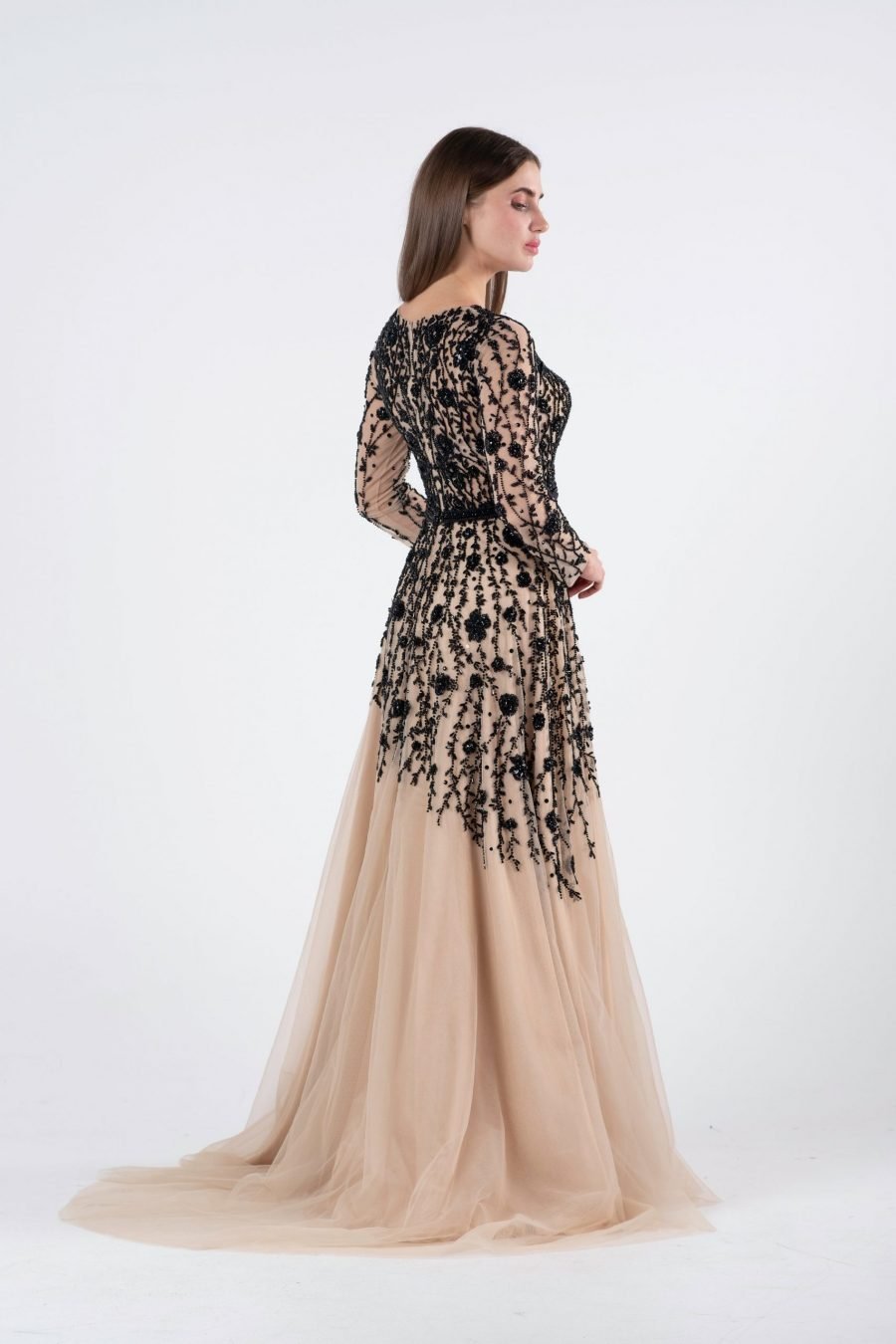 Boat Neck Column Evening Dress - Image 3