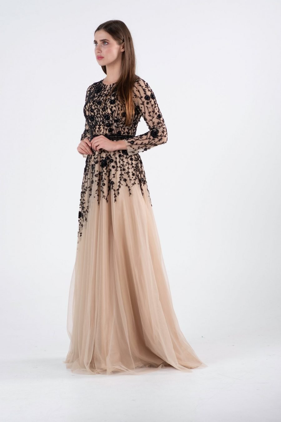 Boat Neck Column Evening Dress - Image 2