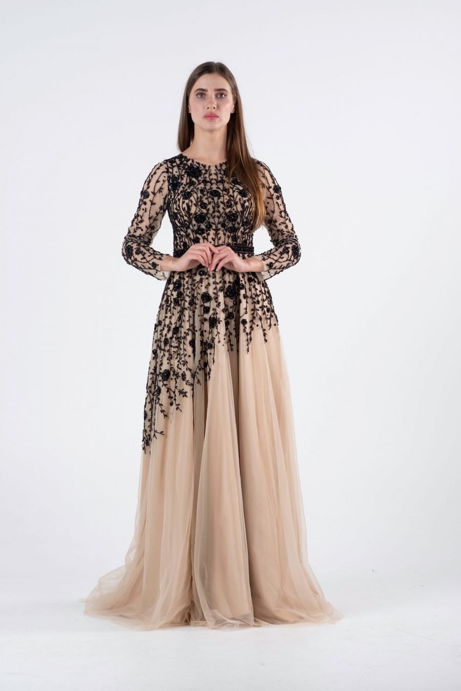 Boat Neck Column Evening Dress