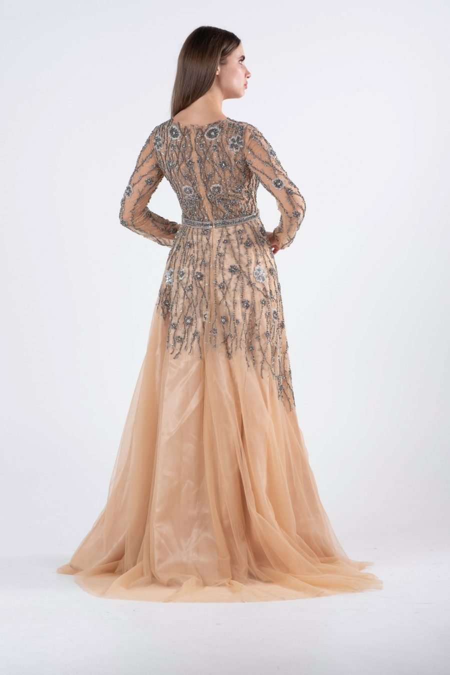 Boat Neck Column Evening Dress - Image 8