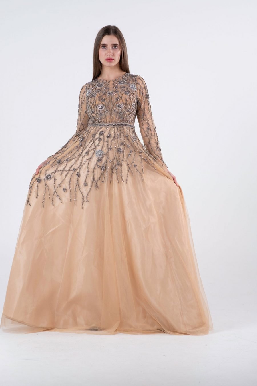 Boat Neck Column Evening Dress - Image 5