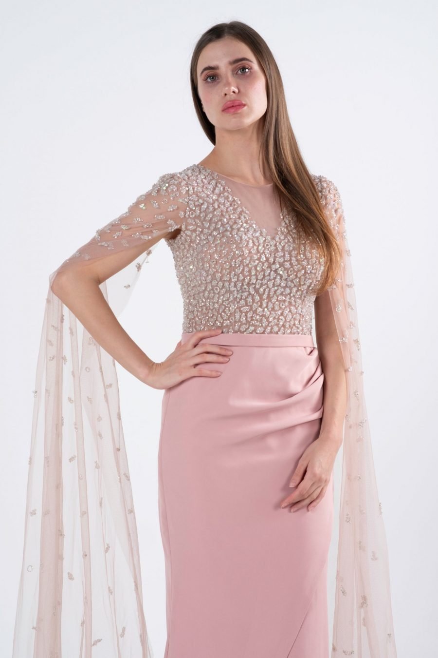 Boat Neck Below Knee Evening Dress - Image 2