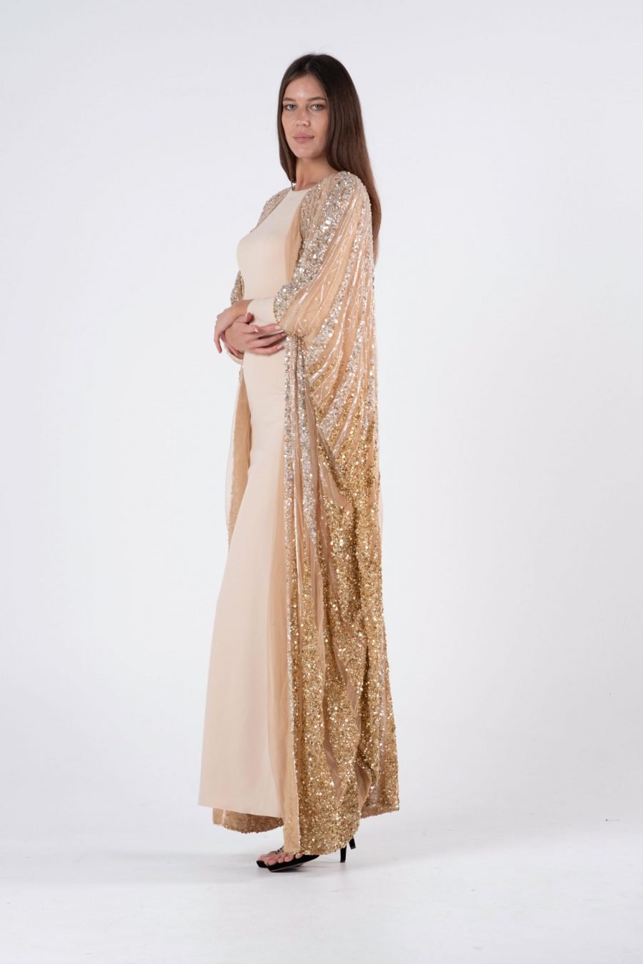 Boat Neck Column  Evening Dress - Image 3