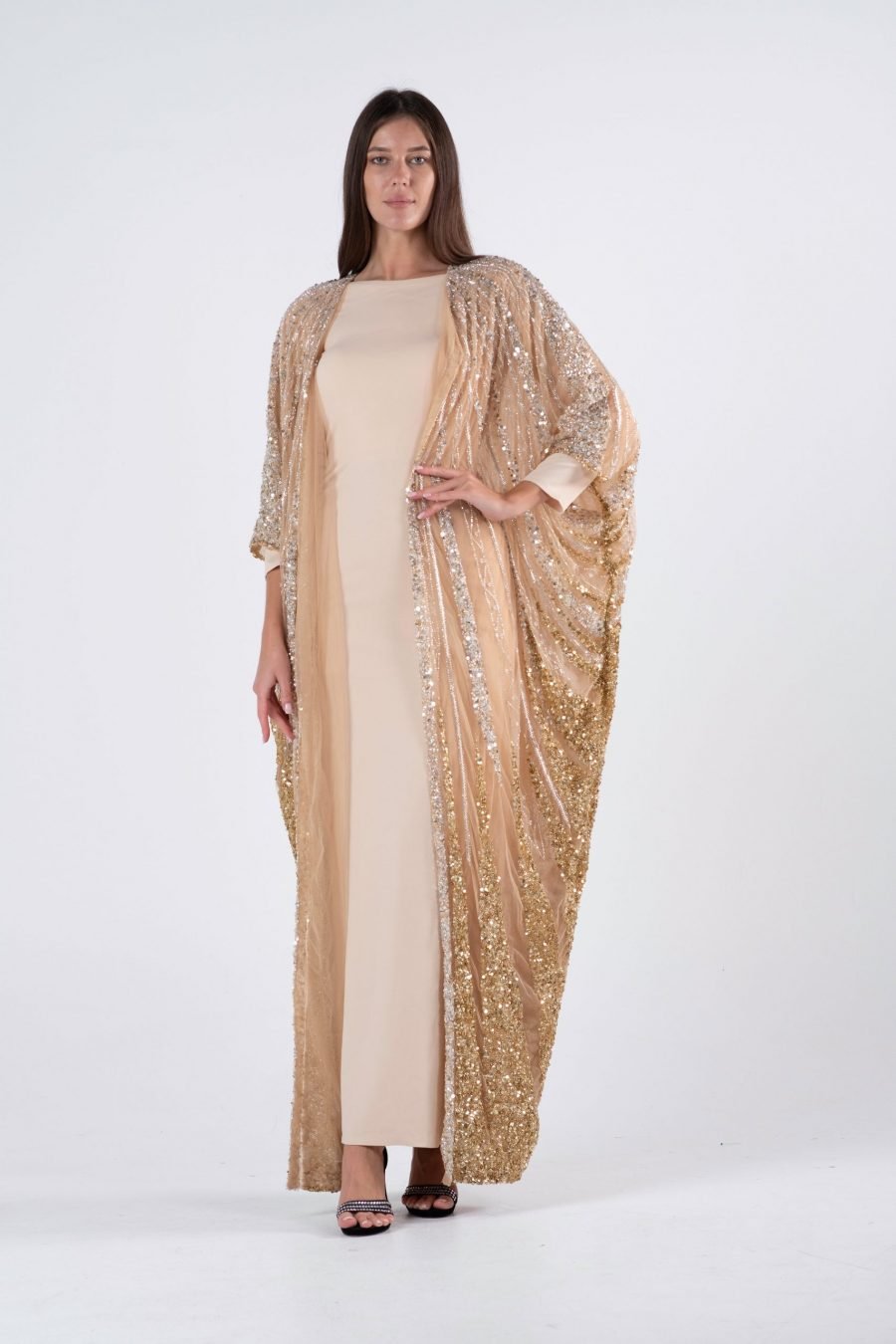 Boat Neck Column  Evening Dress - Image 4