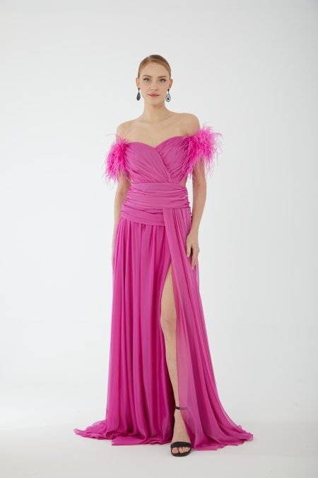 Off shoulder semi-sweetheart high knee evening dress - Fuchi, 44