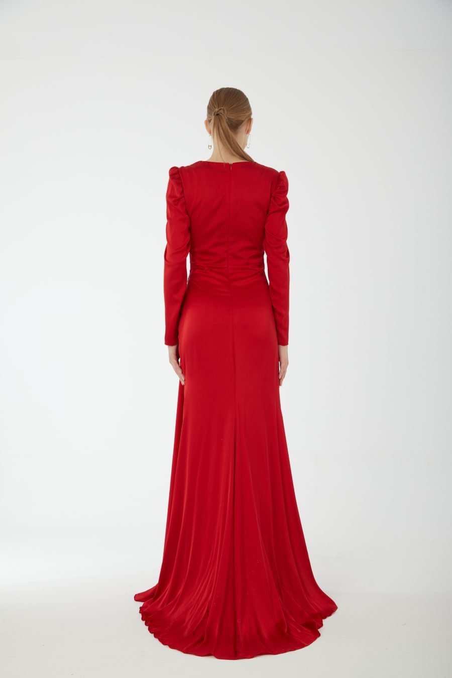 V Neck Long sleeve high knee evening dress - Image 4