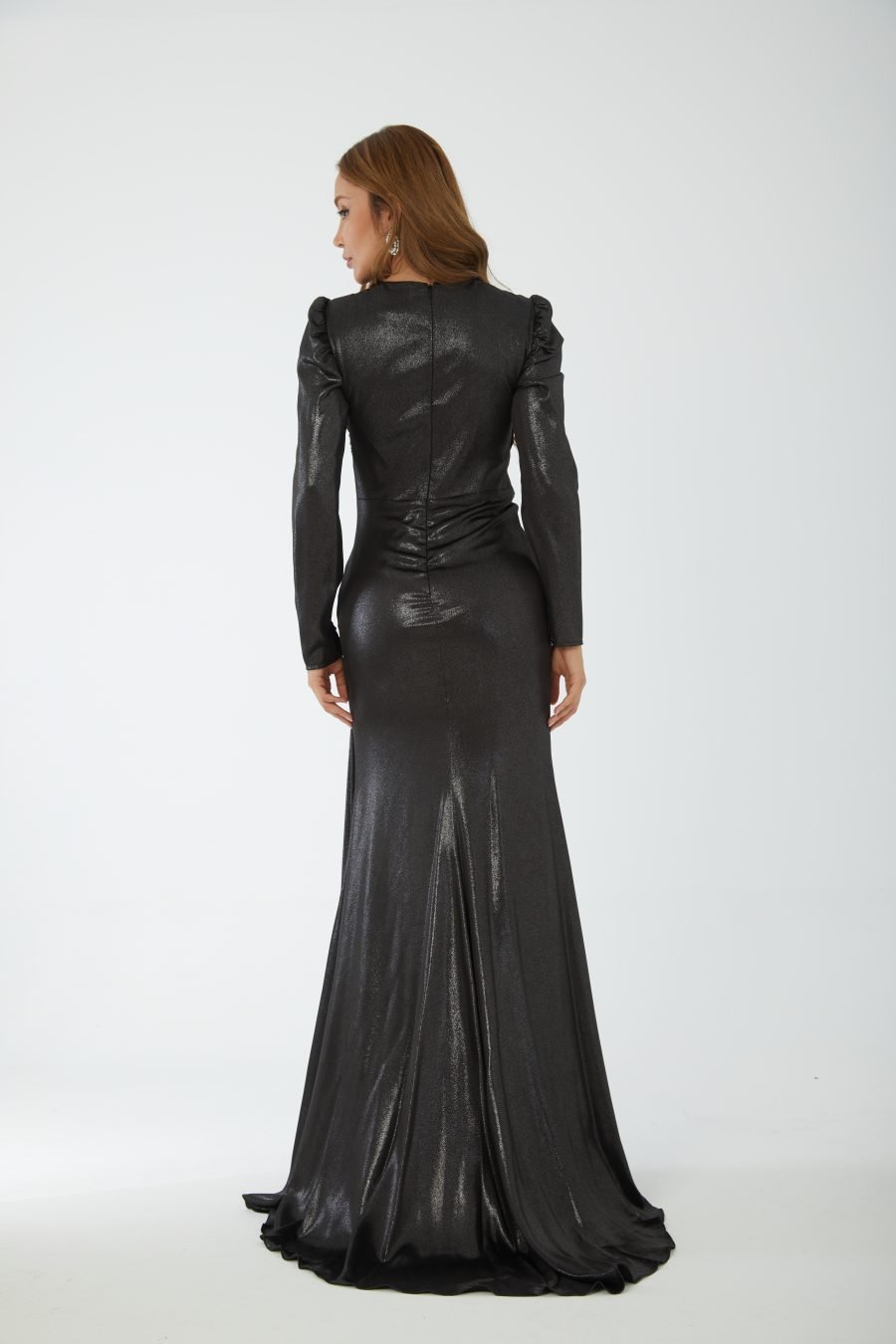 V Neck Long sleeve high knee evening dress - Image 8