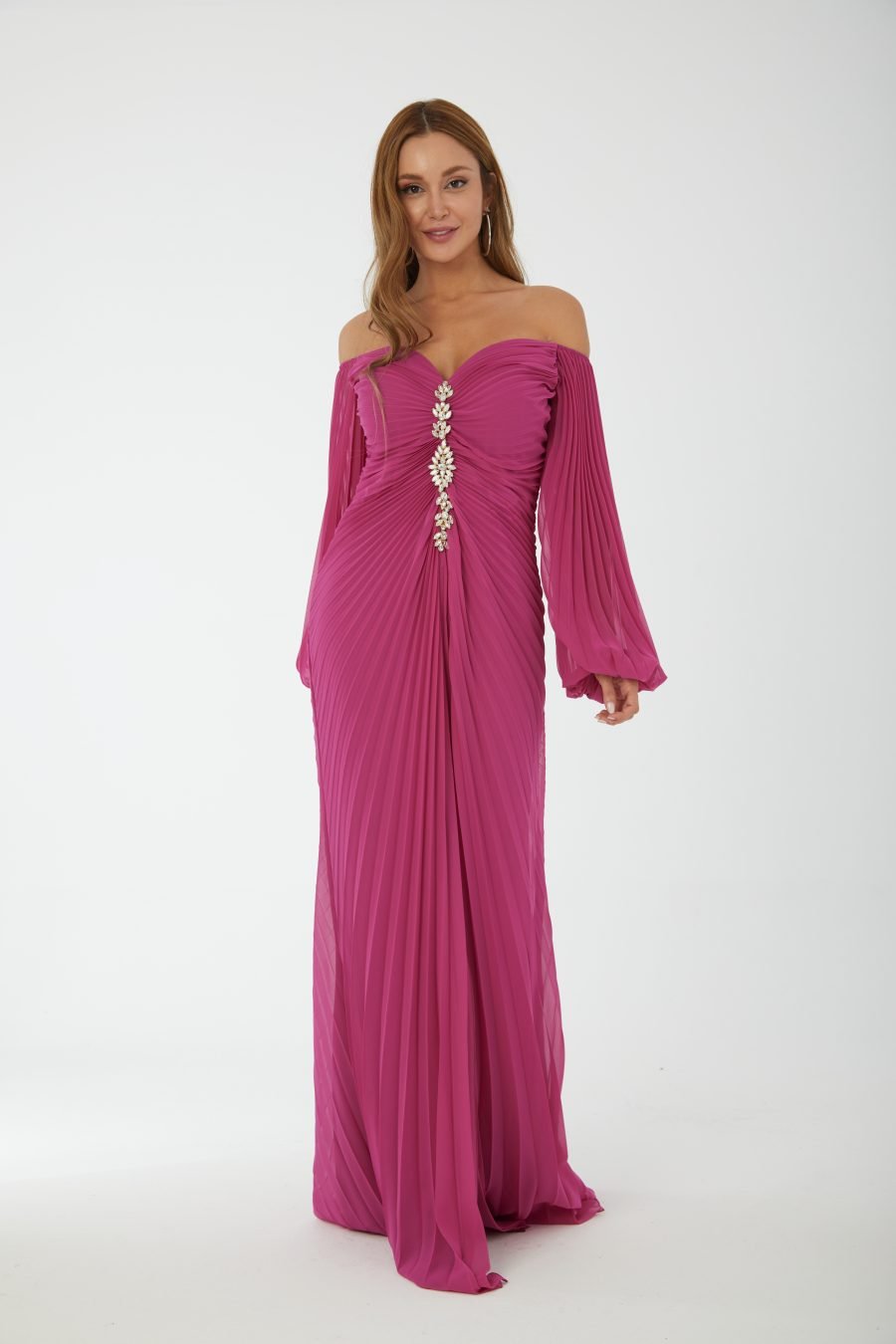 Off shoulder high knee column evening dress - Image 5