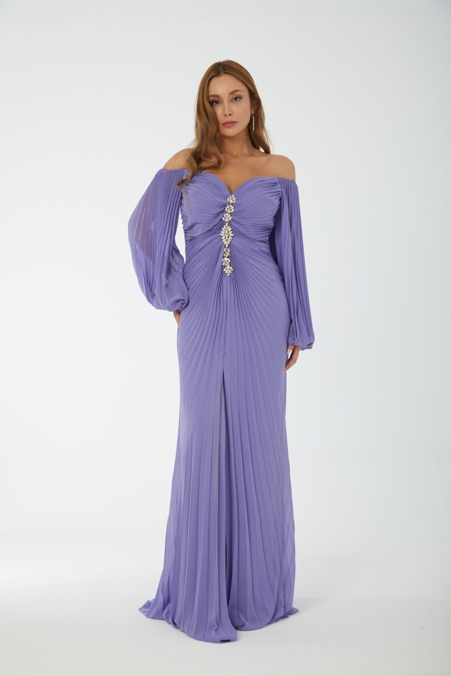 Off shoulder high knee column evening dress - Image 9
