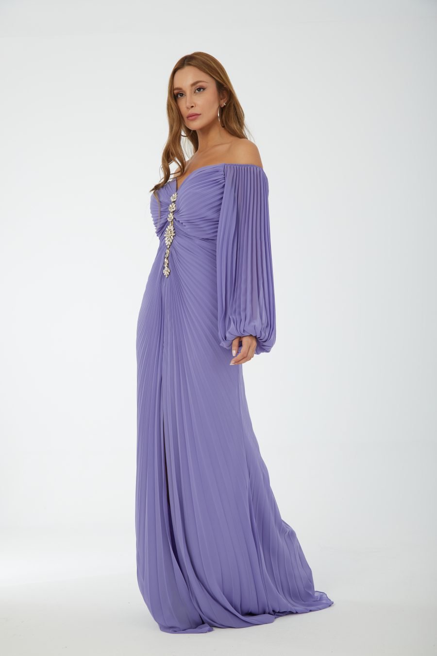 Off shoulder high knee column evening dress - Image 10