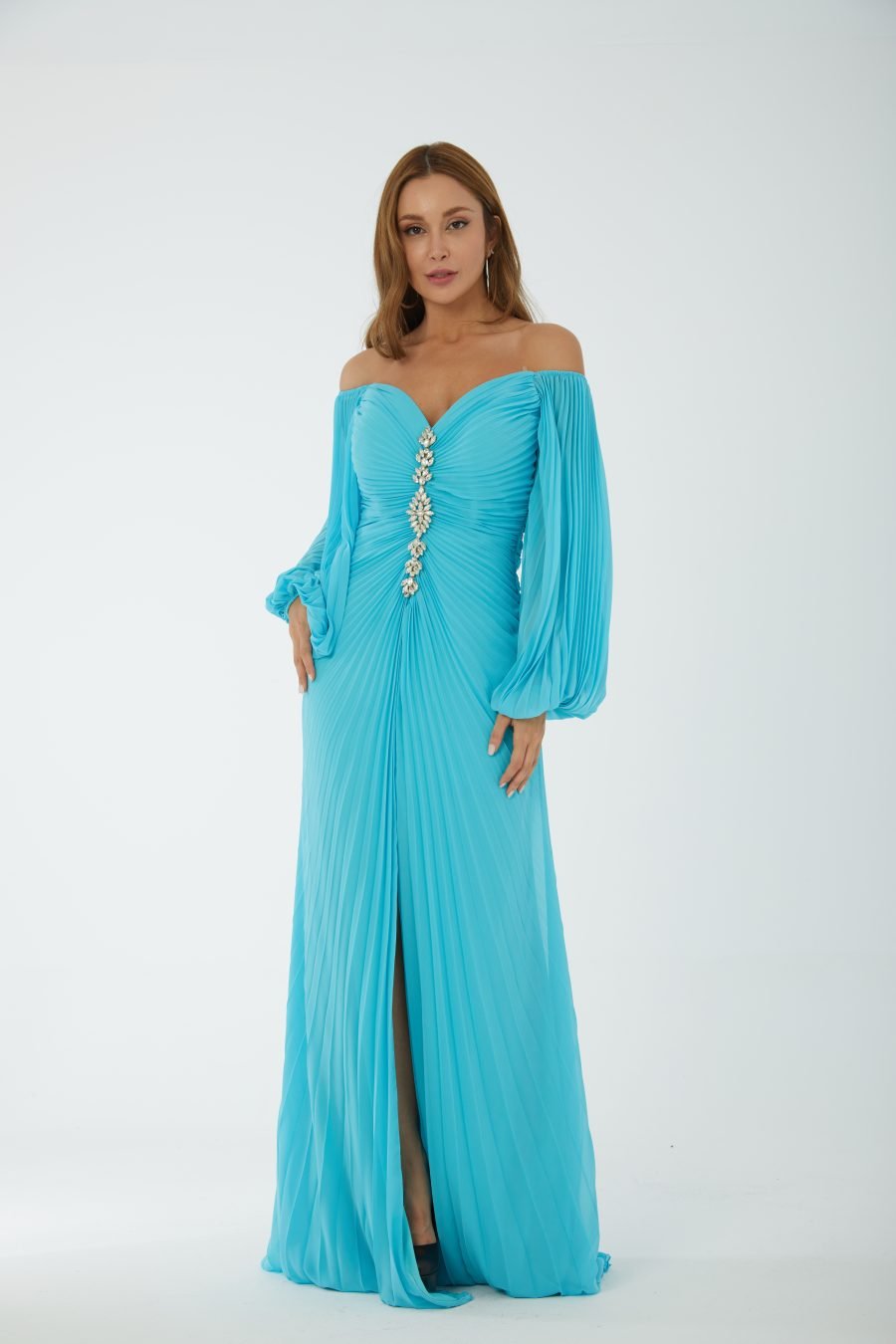 Off shoulder high knee column evening dress - Image 13