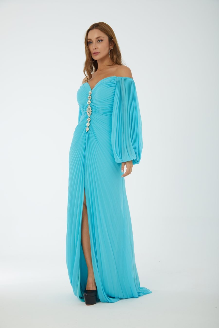 Off shoulder high knee column evening dress - Image 14