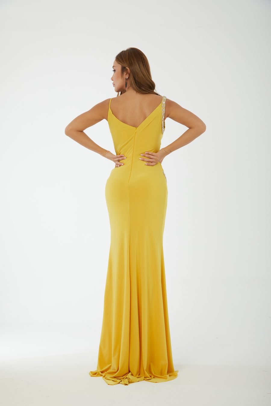 Halter strap high knee evening dress - Image 4