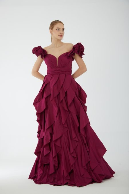 Off shoulder A-Line  evening dress