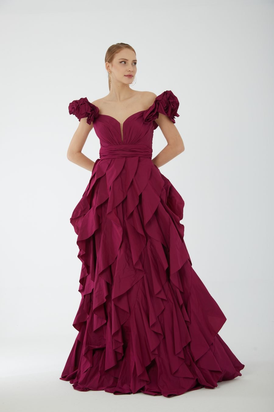 Off shoulder A-Line  evening dress