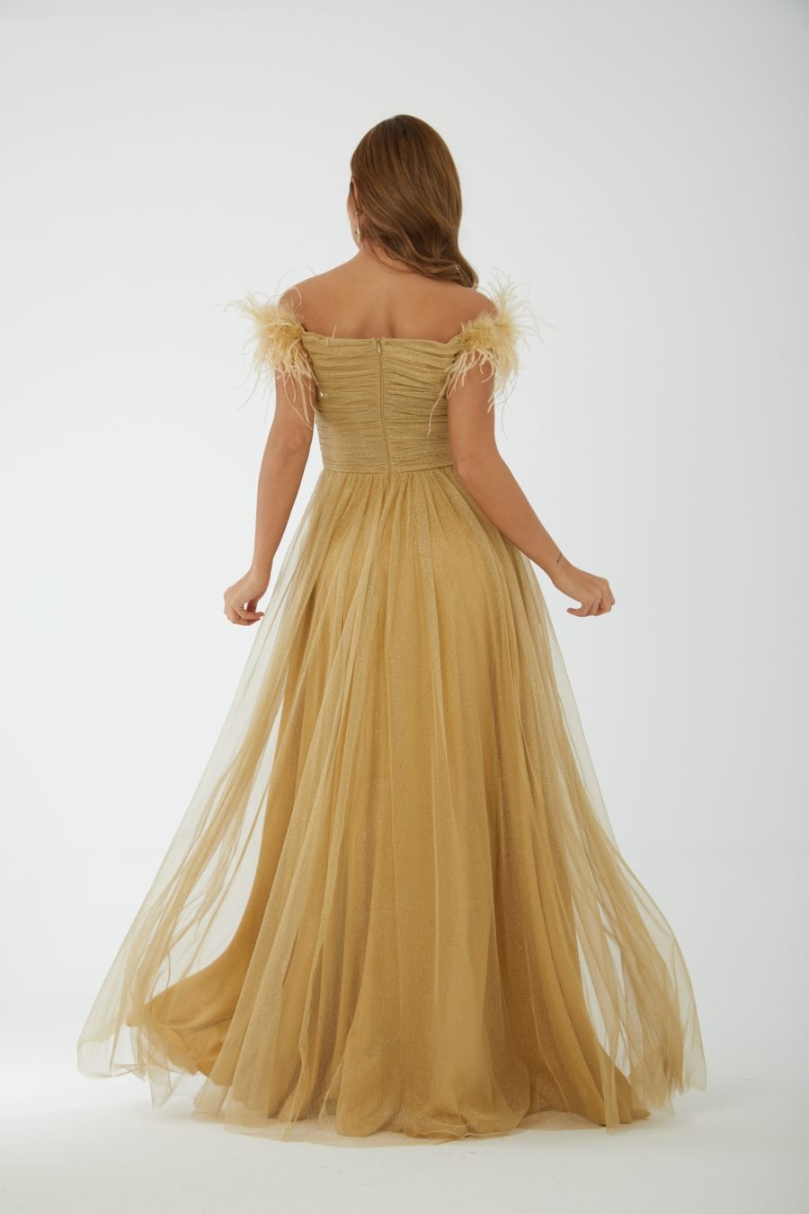 Off shoulder high knee column evening dress - Image 4