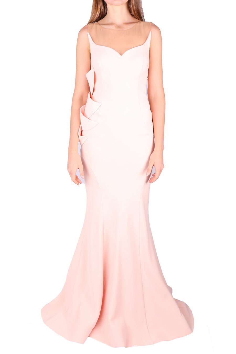 Mermaid Illusion Simple Taffeta Plain Dress - Image 9