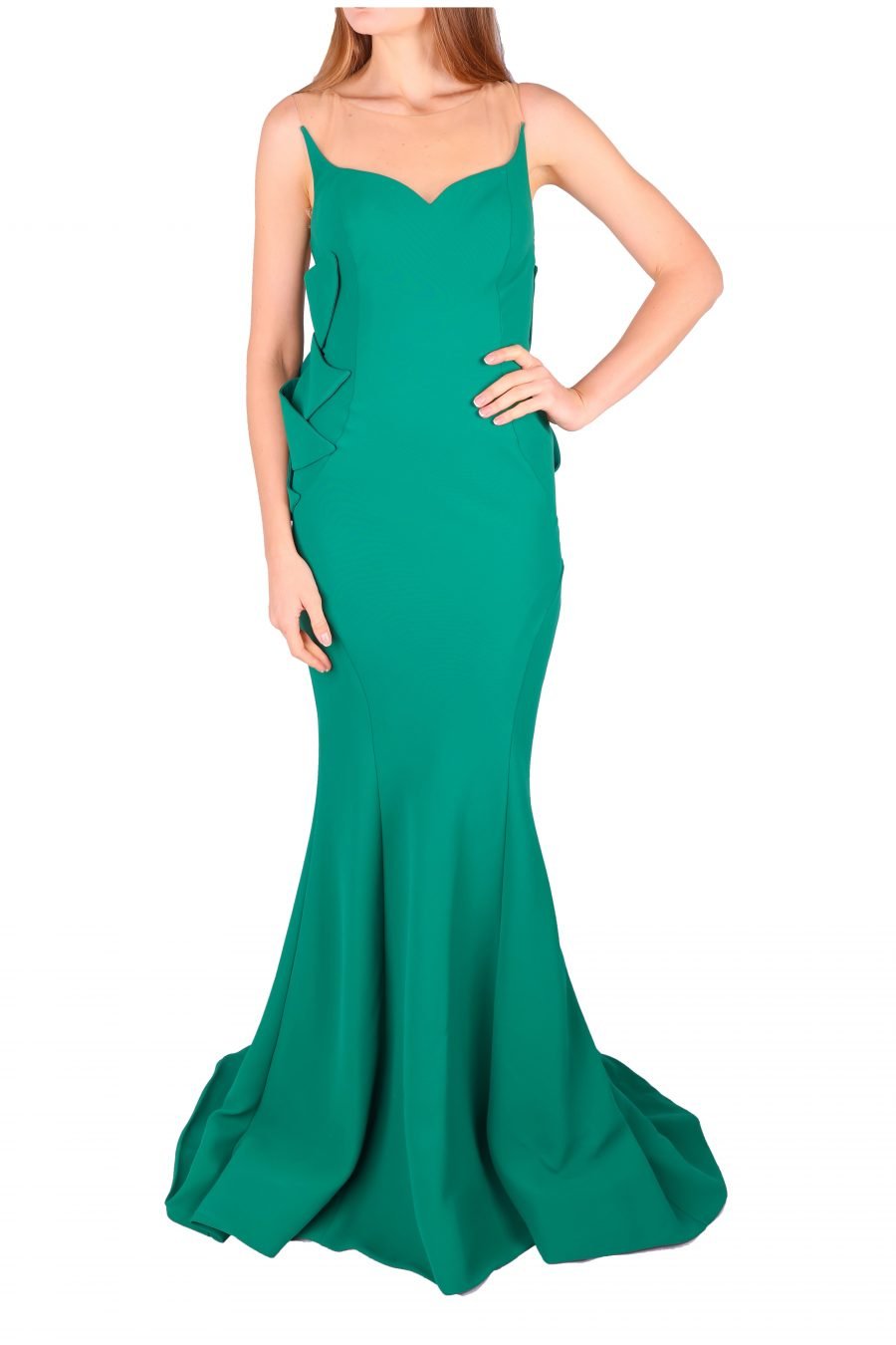 Mermaid Illusion Simple Taffeta Plain Dress - Image 5