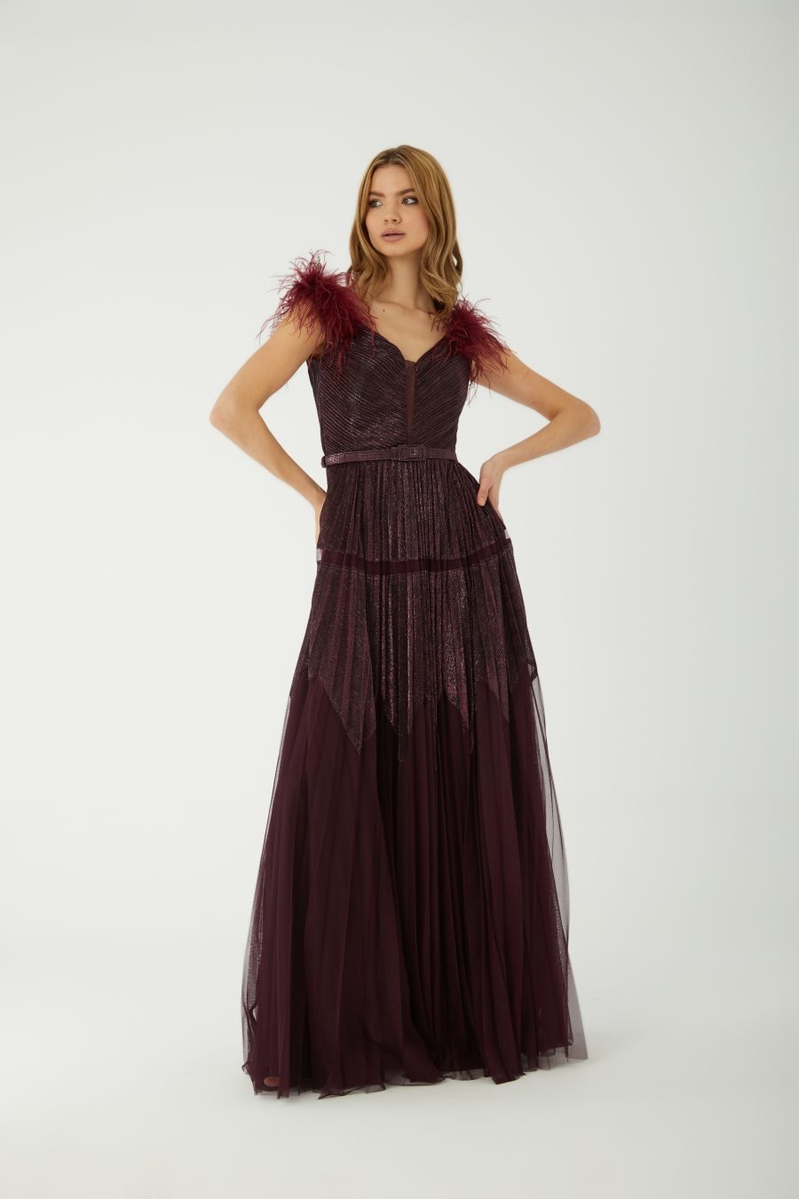 V neck A line Evening Dress