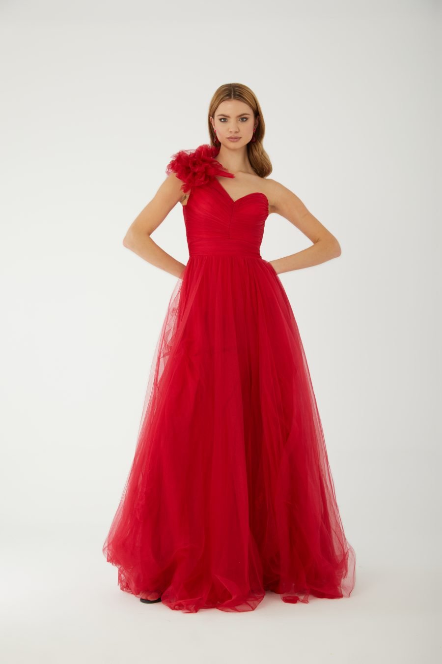 semi sweetheart off shoulder A line Evening Dress