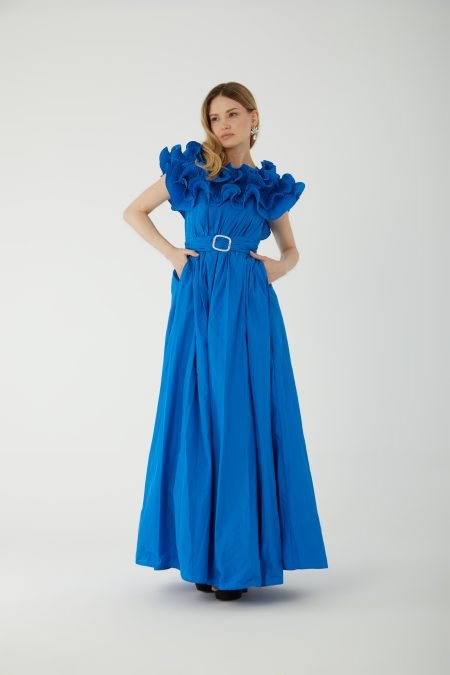 Straight Across Off- shoulder A line Evening Dress