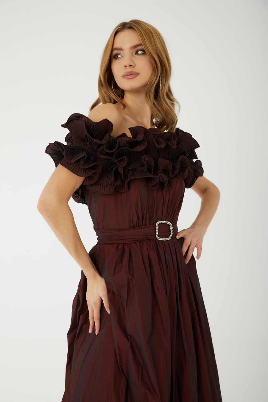 Straight Across Off- shoulder A line Evening Dress - Image 7