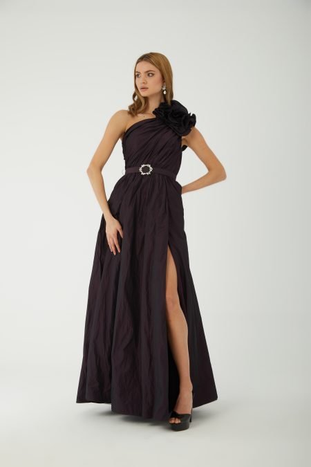 Asymmetric High Knee Evening Dress