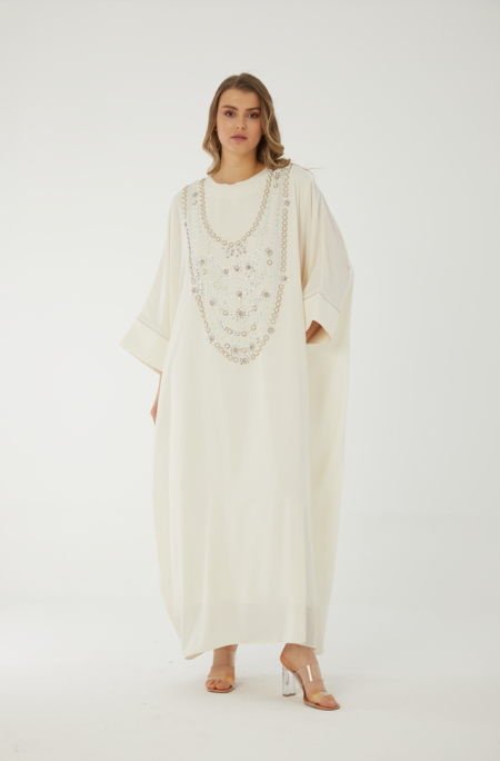 Bisht Abaya - Off-white, XL
