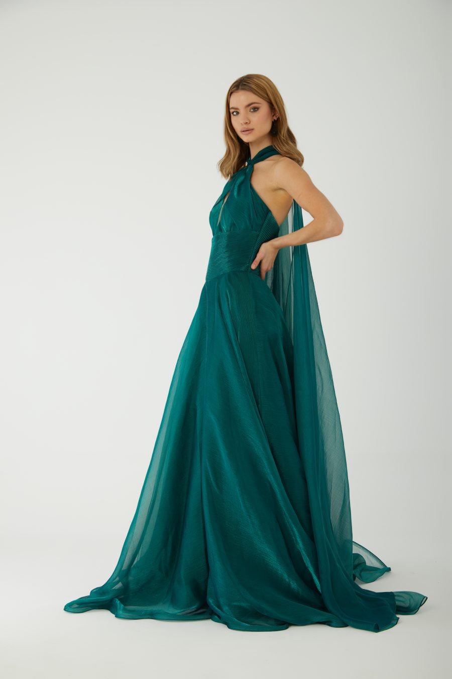 Halter Neckline Cross A-Line Evening Dress - Image 2