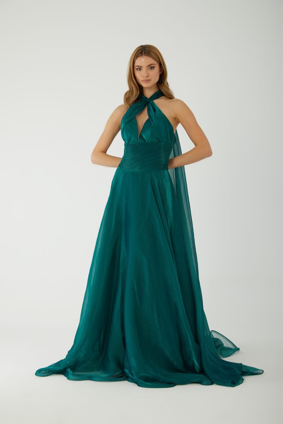 Halter Neckline Cross A-Line Evening Dress