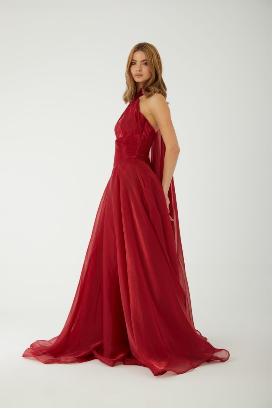 Halter Neckline Cross A-Line Evening Dress - Image 6