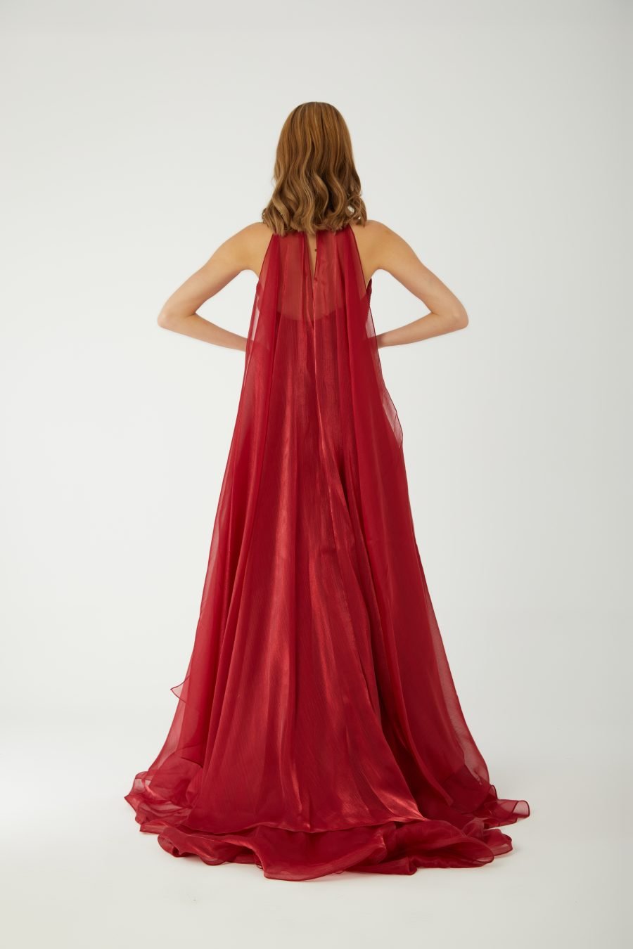 Halter Neckline Cross A-Line Evening Dress - Image 8