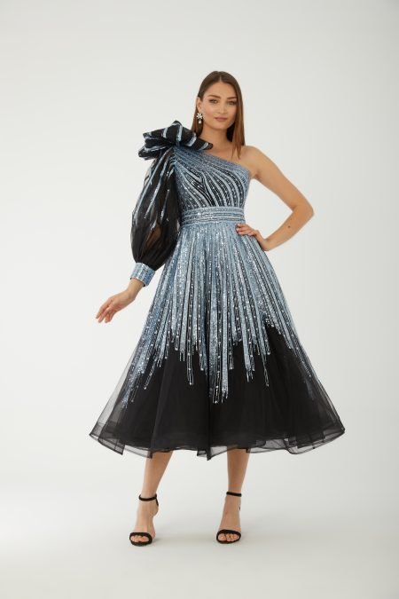 slim fit dress slacks Jovani 44427 Glitter Gown Long Side Slit Formal Prom Dress main image 1