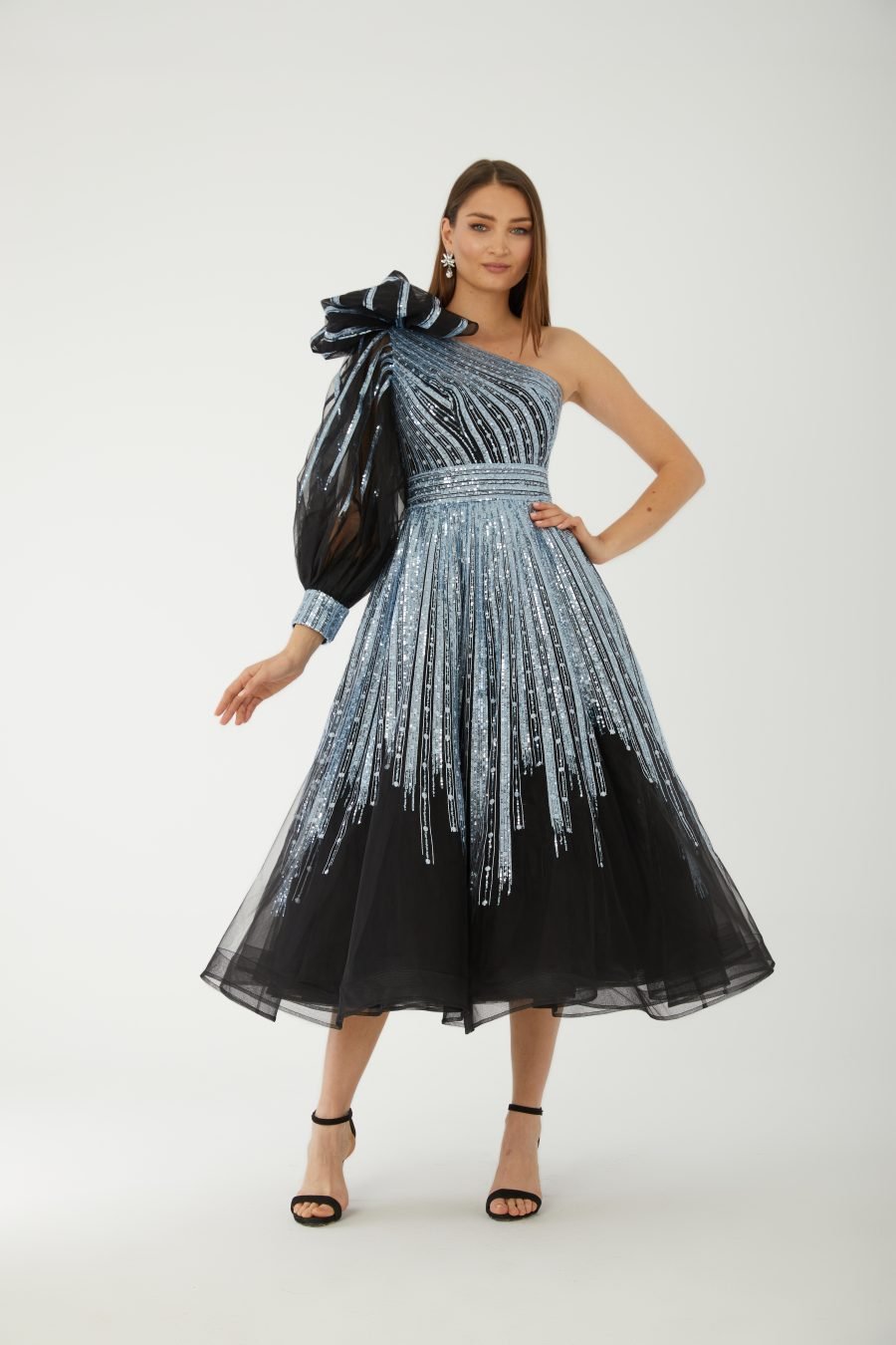 Asymmetric Midi-length, falling below the knee but above the ankle Evening dress - Image 10