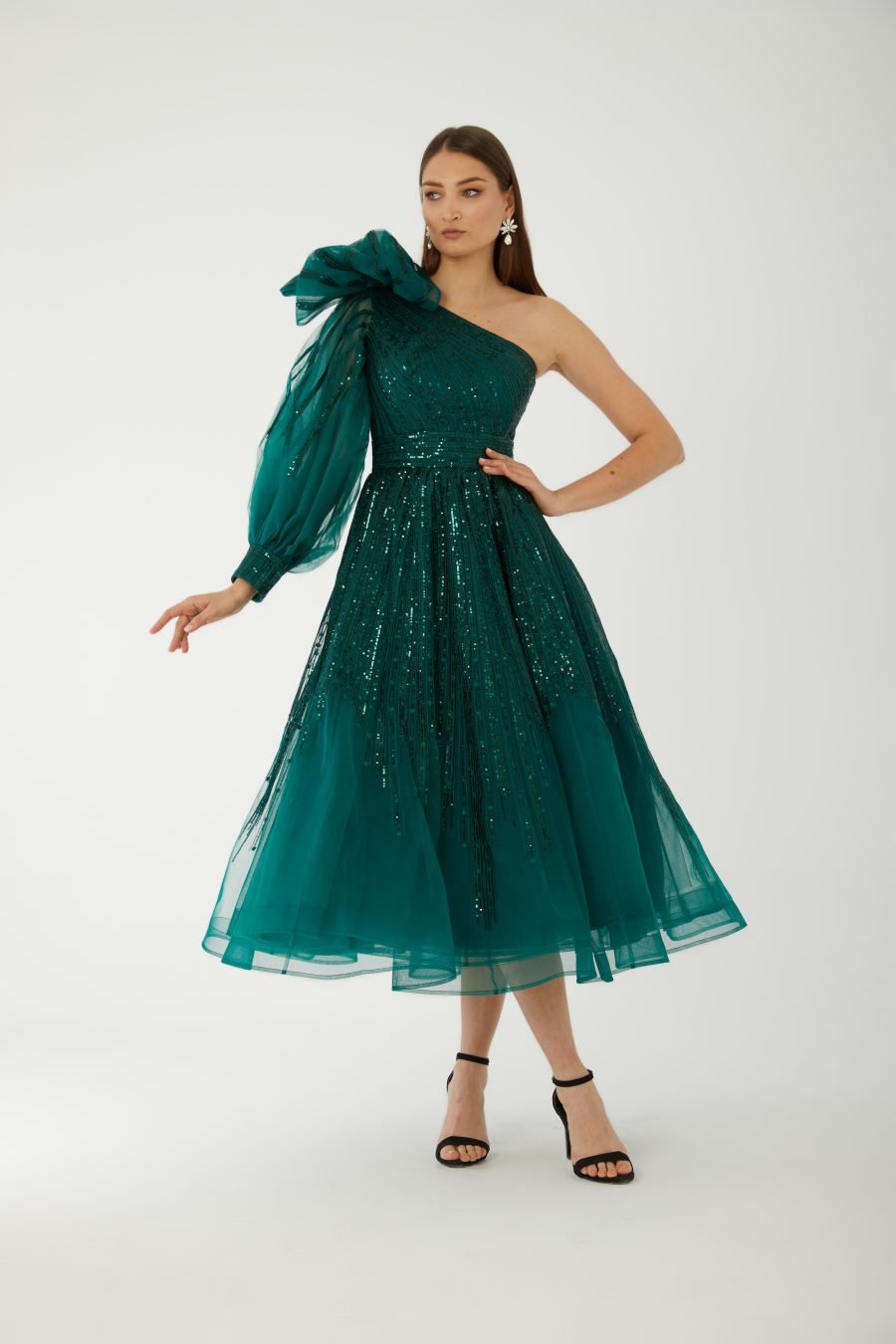 Asymmetric Midi-length, falling below the knee but above the ankle Evening dress - Image 5
