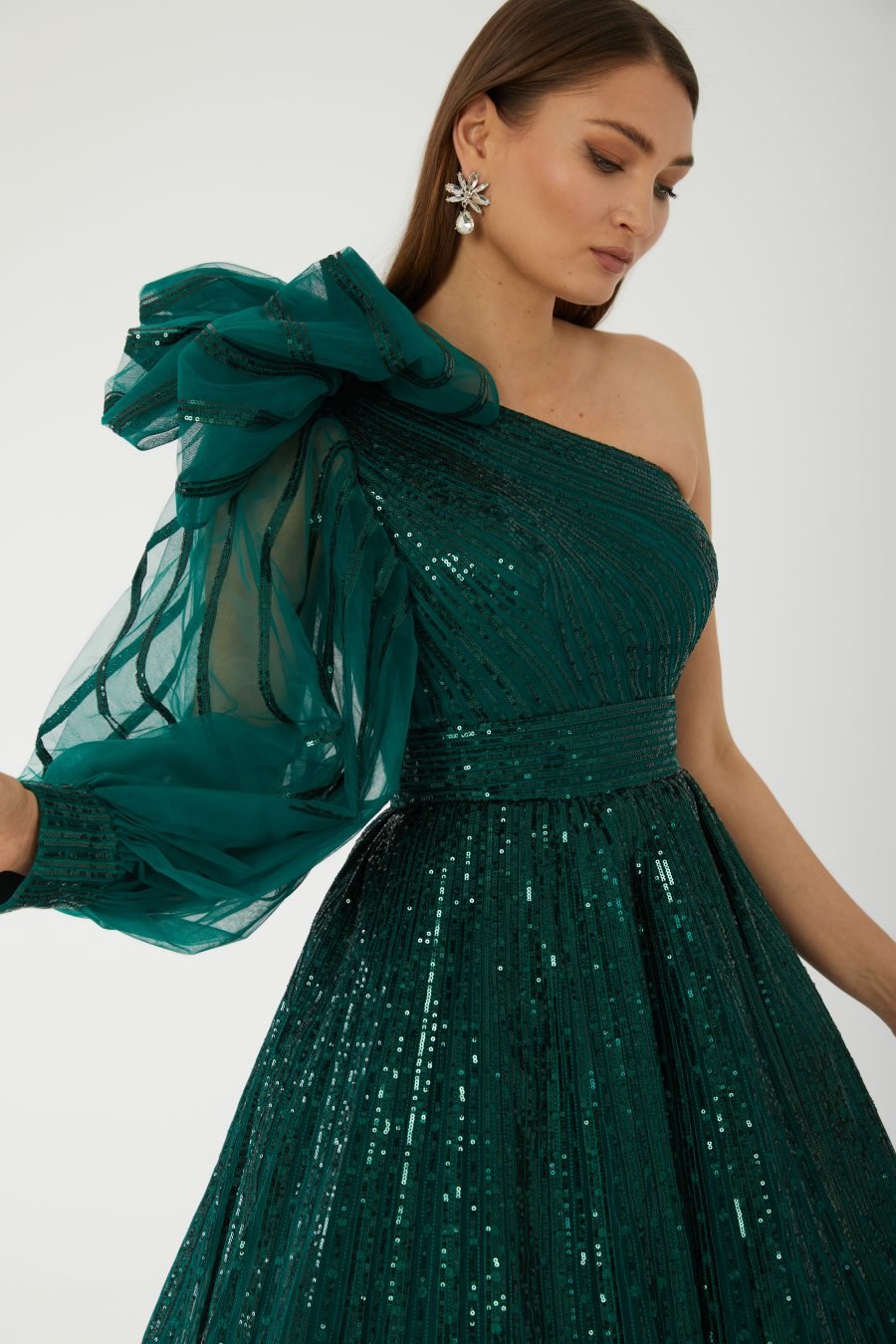 Asymmetric Midi-length, falling below the knee but above the ankle Evening dress - Image 7